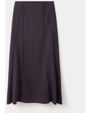 MANGO TEEN Midi Skirt With Textured Stitching Details - Purple