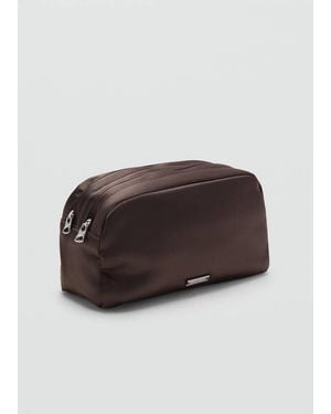 Mango Satin Double-Pocket Vanity Bag - Brown