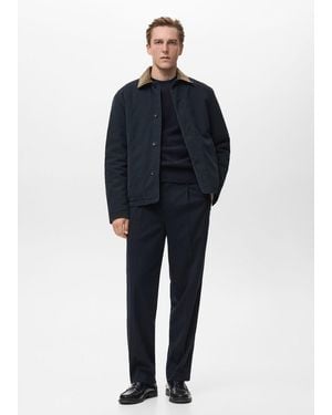 Mango Steppjacke Mit Cordkragen - Blau