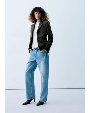 Mango Taillierter Blazer Aus Wolle - Blau
