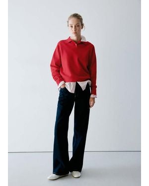 Mango Knitted Polo-Neck Jumper - Red