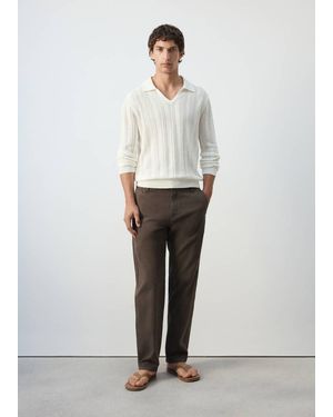 Mango Cotton-Blend Openwork Knit Jumper - White