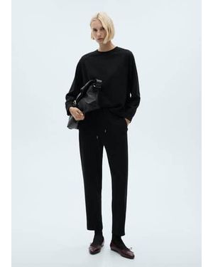 Mango Decorative Seam Flowy Sweatshirt - Black