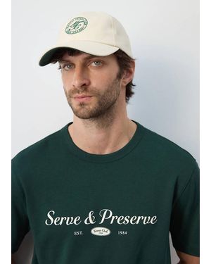 Mango Cappellino Logo Ricamato Grezzo - Verde