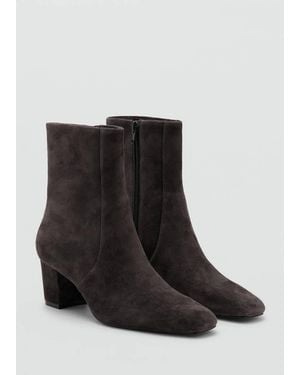 Mango Suede Ankle Boots With Block Heel - Black