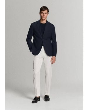 Mango Slim-Fit Jacket With Pockets - Blue