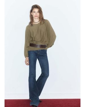Mango Gathered Blouse With Wide Elasticated Waistband - White