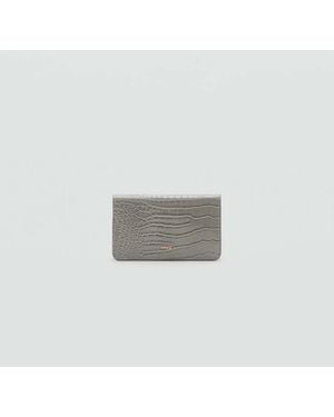 Mango Medium Wallet With Croc Effect - Grey