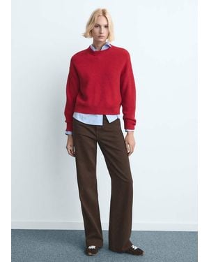 Mango Danila High-Waisted Wide Leg Jeans - Red