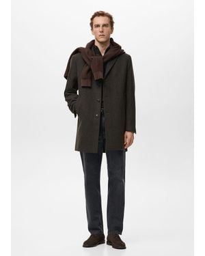 Mango Lightweight Recycled Wool Coat - Black