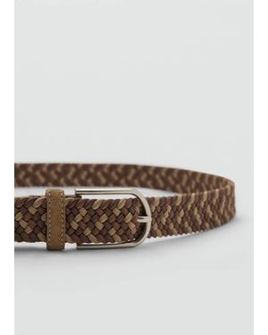 Mango Braided Elastic Coloured Belt - Brown