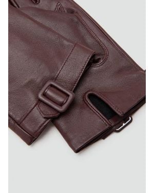 Mango Leather Gloves With Buckle - Brown