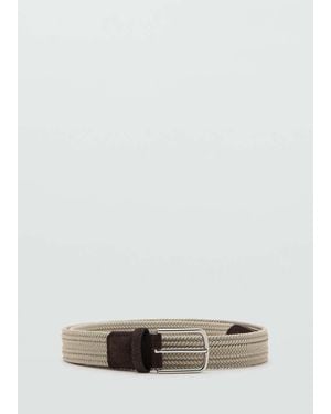 Mango Braided Elastic Belt - White