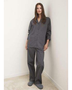Mango Pantaloni Pigiama Popeline Grigio Antracite