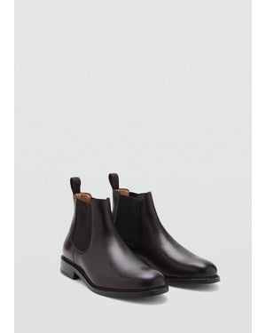 Mango Stivaletti Chelsea Pelle Anticata Marrone - Nero
