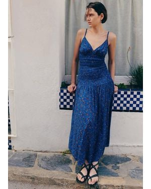 MANGO TEEN Long Printed Dress - Blue