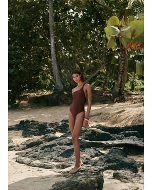 Mango Asymmetric Swimsuit - Green