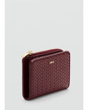 Mango Kleine Geflochtene Brieftasche - Lila