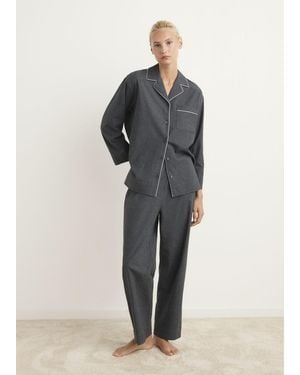 Mango Cotton Flannel Trousers With Contrasting Piping - Multicolour