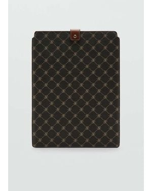 Mango Custodia Laptop Stampa Logo Marrone - Grigio
