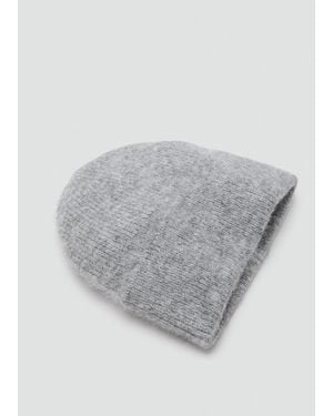 Mango Rib-Knit Cap - Grey