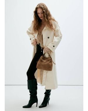 Mango Sac Seau En Cuir Suédé Avec Détail Équestre Marron Moyen - Multicolore