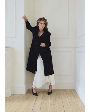Mango Manteco Wool Double-Breasted Coat - Black