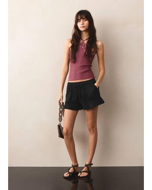 MANGO TEEN Frayed Hem Shorts - Natural