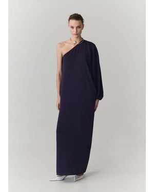 Mango Asymmetric Dress With Necklace - Blue