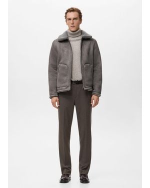 Mango Double Face Jacket With Fleece Lining - Grey