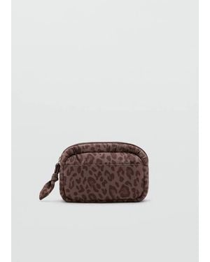 MANGO TEEN Cotton Wash Bag With Animal Print - Brown