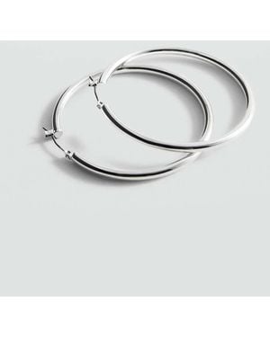 Mango Metallic Hoop Earrings - Grey