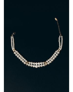 Mango Pearl And Crystal Choker - Blue
