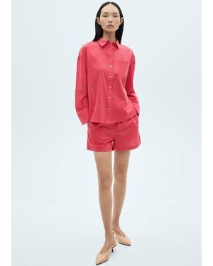 Mango Striped Cotton-Blend Shirt - Red