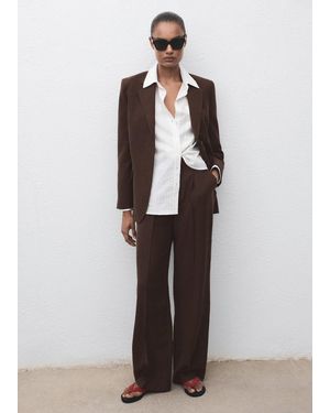 Mango Straight Lyocell Suit Trousers - White