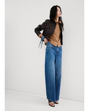 Mango Striped Shirt With Rhinestone Detail - Blue