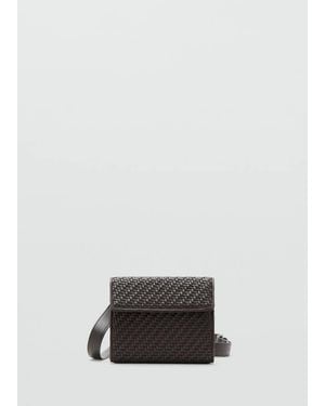 Mango Geflochtene Tasche Mit Langem Riemen - Braun