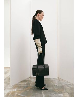 Mango Side Slit Knit Pants - Natural