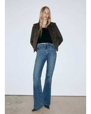 Mango High Waist Flare Jeans - Blue