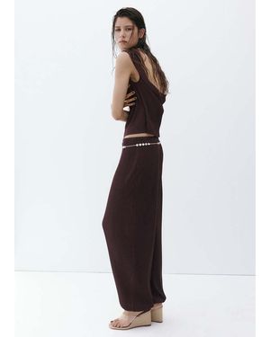 Mango Textured Harem Pants - Brown