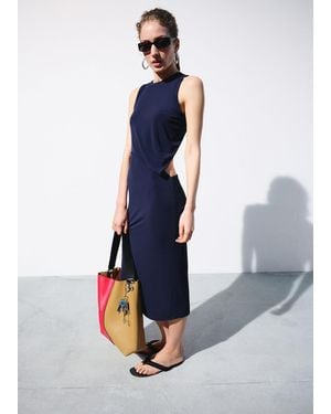 Mango Asymmetric Open-Back Dress - Blue