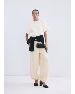 Mango Short-Sleeved Knitted Jumper - White