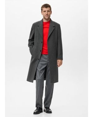 Mango Long Wool Coat - Red
