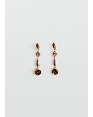 Mango Crystal Pendant Earrings - Metallic
