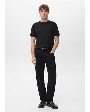 Mango 100% Cotton Slim-Fit T-Shirt - Black