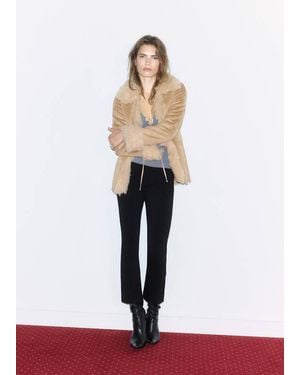 Mango Tailored Jacket With Fur Trim - White