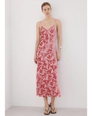 Mango Devoré Floral Dress - Pink