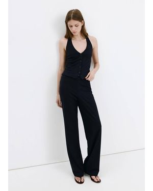 Mango Straight Mid-Rise Trousers - Blue