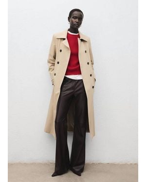 Mango Faux-Leather Flared Trousers - Pink