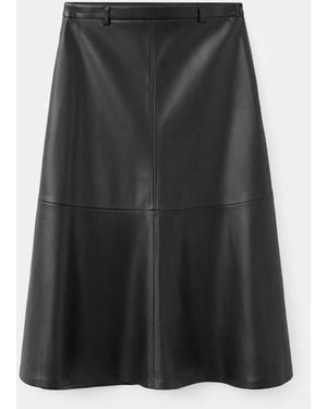 Mango Faux-Leather A-Line Skirt - Black